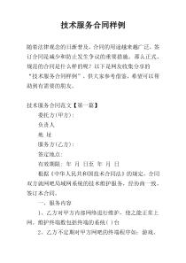 技术服务合同样例
