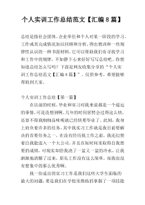 个人实训工作总结范文【汇编8篇】