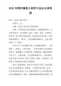 2022年度村镇党小组学习会议记录范例