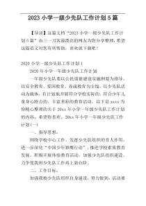 2023小学一级少先队工作计划5篇