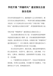 学校开展“师德师风”建设情况自查报告范例