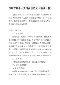 市场营销个人实习报告范文（精编4篇）