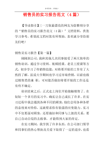 销售员的实习报告范文（4篇）