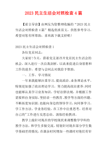 2023民主生活会对照检查4篇