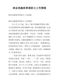 林业局森林草原防火工作简报