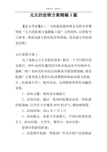 元旦的促销方案精编3篇
