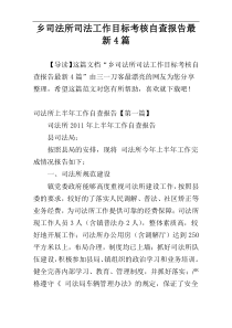 乡司法所司法工作目标考核自查报告最新4篇