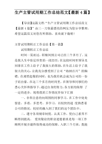 生产主管试用期工作总结范文【最新4篇】