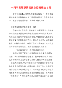 一岗双责履职情况报告范例精选4篇