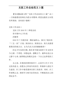 支医工作总结范文3篇