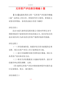 无形资产评估报告精编3篇
