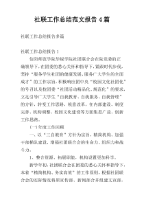 社联工作总结范文报告4篇