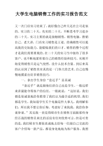 大学生电脑销售工作的实习报告范文