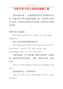 圣诞节贺卡英文祝福语精编3篇