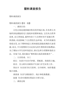 塑料调查报告
