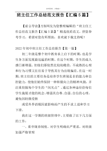 班主任工作总结范文报告【汇编5篇】