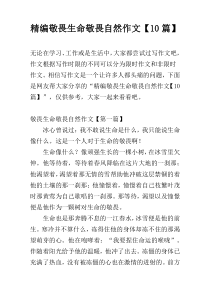 精编敬畏生命敬畏自然作文【10篇】