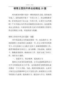 销售主管的年终总结精选10篇