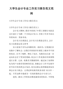 大学生会计专业工作实习报告范文范例