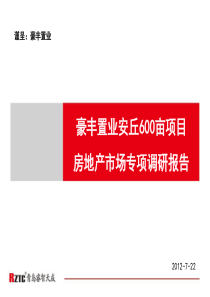 豪丰置业_XXXX年山东安丘600亩大盘项目房地产市场专项