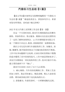 汽修实习生总结【5篇】
