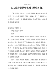 实习生辞职报告范例（精编5篇）
