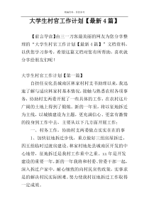 大学生村官工作计划【最新4篇】