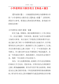 小学老师实习报告范文【热选4篇】