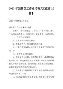 2023年预算员工作总结范文【推荐10篇】