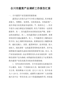 合川市蔬菜产业调研工作报告汇报