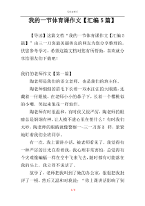 我的一节体育课作文【汇编5篇】
