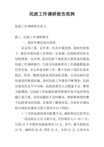 民政工作调研报告范例