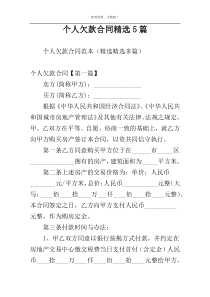 个人欠款合同精选5篇
