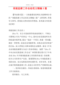 效能监察工作总结范文精编3篇