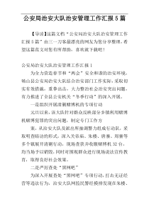 公安局治安大队治安管理工作汇报5篇