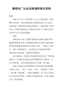暑假电厂社会实践调研报告范例