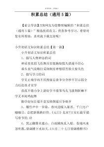 积累总结（通用5篇）