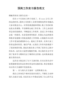 顶岗工作实习报告范文