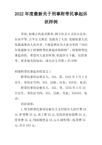 2022年度最新关于刑事附带民事起诉状样例
