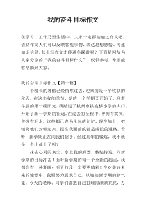 我的奋斗目标作文