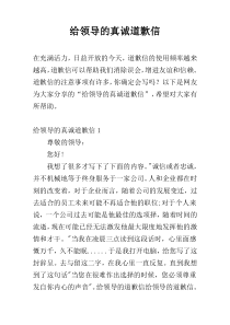 给领导的真诚道歉信
