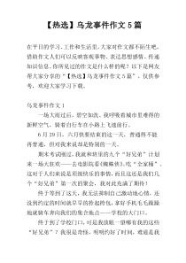 【热选】乌龙事件作文5篇