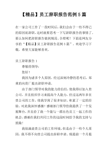 【精品】员工辞职报告范例5篇