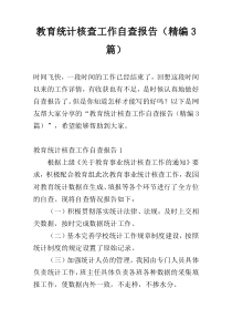 教育统计核查工作自查报告（精编3篇）