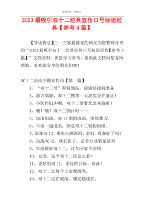 2023最吸引双十二经典宣传口号标语经典【参考4篇】