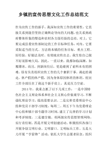 乡镇的宣传思想文化工作总结范文