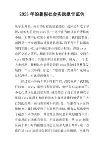2023年的暑假社会实践报告范例