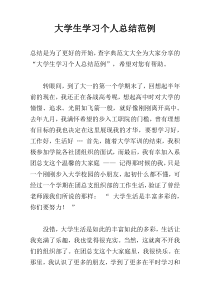 大学生学习个人总结范例