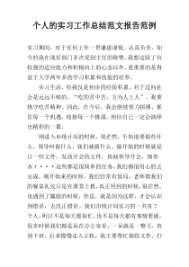 个人的实习工作总结范文报告范例