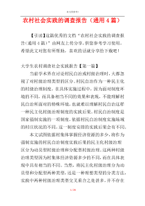 农村社会实践的调查报告（通用4篇）